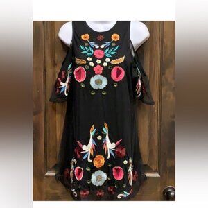 Floral Embroidered Black Dress KIRA